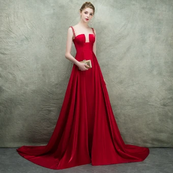 Luxe Bordeaux Transparentes Robe De Soirée 2018 Empire Encolure Carrée Sans Manches Faux Diamant Perle Perlage Tribunal Train Volants Dos Nu Robe De Ceremonie