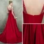 Luxe Bordeaux Transparentes Robe De Soirée 2018 Empire Encolure Carrée Sans Manches Faux Diamant Perle Perlage Tribunal Train Volants Dos Nu Robe De Ceremonie
