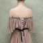 Bling Bling Champagne Evening Dresses  2018 A-Line / Princess Off-The-Shoulder 1/2 Sleeves Glitter Tulle Rhinestone Court Train Ruffle Backless Formal Dresses