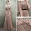 Bling Bling Champagne Evening Dresses  2018 A-Line / Princess Off-The-Shoulder 1/2 Sleeves Glitter Tulle Rhinestone Court Train Ruffle Backless Formal Dresses