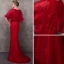 Élégant Bordeaux Robe De Soirée Avec Châle 2018 Trompette / Sirène Encolure Dégagée Perle Perlage Tribunal Train Volants Robe De Ceremonie
