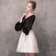 Modern / Fashion Black Champagne Homecoming Graduation Dresses 2018 A-Line / Princess V-Neck Long Sleeve Appliques Lace Sash Short Ruffle Backless Formal Dresses
