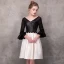 Modern / Fashion Black Champagne Homecoming Graduation Dresses 2018 A-Line / Princess V-Neck Long Sleeve Appliques Lace Sash Short Ruffle Backless Formal Dresses