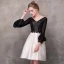 Modern / Fashion Black Champagne Homecoming Graduation Dresses 2018 A-Line / Princess V-Neck Long Sleeve Appliques Lace Sash Short Ruffle Backless Formal Dresses