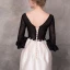 Modern / Fashion Black Champagne Homecoming Graduation Dresses 2018 A-Line / Princess V-Neck Long Sleeve Appliques Lace Sash Short Ruffle Backless Formal Dresses
