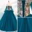 Chic / Beautiful Ink Blue Prom Dresses 2018 A-Line / Princess Off-The-Shoulder Long Sleeve Appliques Lace Floor-Length / Long Ruffle Backless Formal Dresses