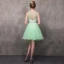 Moderne / Mode Vert Transparentes Robe De Cocktail 2018 Princesse Encolure Carrée Sans Manches Perlage Courte Volants Dos Nu Robe De Ceremonie