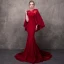 Luxury / Gorgeous Burgundy See-through Evening Dresses  With Shawl 2018 Trumpet / Mermaid Square Neckline Rhinestone Pearl Beading Chapel Train Ruffle Formal Dresses