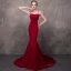 Luxury / Gorgeous Burgundy See-through Evening Dresses  With Shawl 2018 Trumpet / Mermaid Square Neckline Rhinestone Pearl Beading Chapel Train Ruffle Formal Dresses