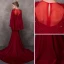 Luxury / Gorgeous Burgundy See-through Evening Dresses  With Shawl 2018 Trumpet / Mermaid Square Neckline Rhinestone Pearl Beading Chapel Train Ruffle Formal Dresses