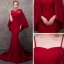 Luxury / Gorgeous Burgundy See-through Evening Dresses  With Shawl 2018 Trumpet / Mermaid Square Neckline Rhinestone Pearl Beading Chapel Train Ruffle Formal Dresses