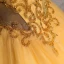 Vintage / Retro Gold Prom Dresses 2018 Ball Gown Off-The-Shoulder Short Sleeve Beading Crystal Rhinestone Floor-Length / Long Ruffle Backless Formal Dresses