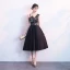Modern / Fashion Black Homecoming Graduation Dresses 2018 A-Line / Princess Amazing / Unique V-Neck Sleeveless Embroidered Tea-length Ruffle Backless Formal Dresses