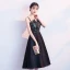 Modern / Fashion Black Homecoming Graduation Dresses 2018 A-Line / Princess Amazing / Unique V-Neck Sleeveless Embroidered Tea-length Ruffle Backless Formal Dresses