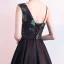 Modern / Fashion Black Homecoming Graduation Dresses 2018 A-Line / Princess Amazing / Unique V-Neck Sleeveless Embroidered Tea-length Ruffle Backless Formal Dresses