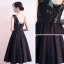 Modern / Fashion Black Homecoming Graduation Dresses 2018 A-Line / Princess Amazing / Unique V-Neck Sleeveless Embroidered Tea-length Ruffle Backless Formal Dresses