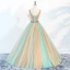 Chic / Beautiful Champagne Prom Dresses 2018 Ball Gown V-Neck Sleeveless Appliques Flower Beading Rhinestone Sash Floor-Length / Long Ruffle Backless Formal Dresses