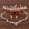Chic / Beautiful Gold Ivory Bridal Jewelry 2018 Metal Pearl Crystal Rhinestone Tiara Earrings Necklace Accessories
