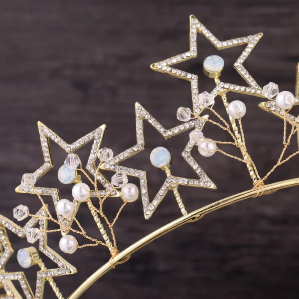 Chic / Beautiful Gold Bridal Jewelry 2018 Metal Pearl Crystal Rhinestone Star Tiara Earrings Wedding Accessories