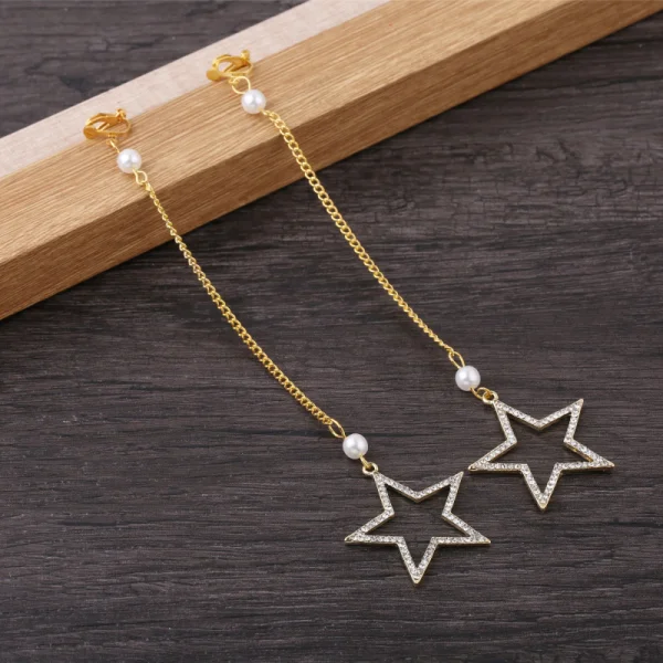 Chic / Beautiful Gold Bridal Jewelry 2018 Metal Pearl Crystal Rhinestone Star Tiara Earrings Wedding Accessories