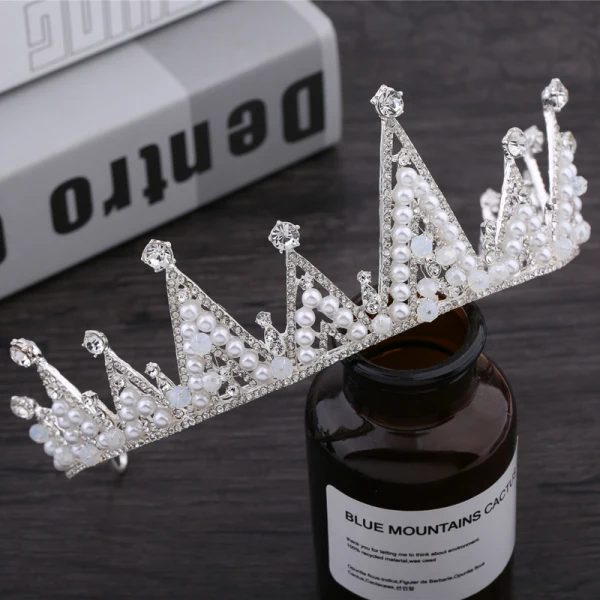 Sparkly Silver Bridal Jewelry 2018 Metal Pearl Rhinestone Tiara Accessories