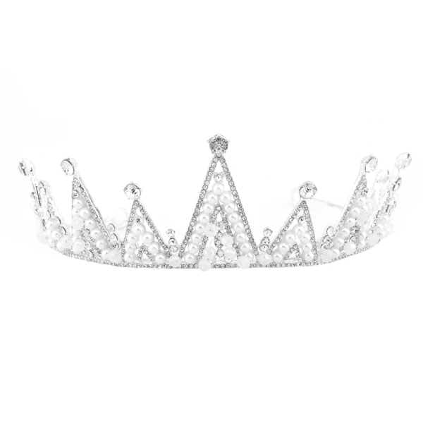 Sparkly Silver Bridal Jewelry 2018 Metal Pearl Rhinestone Tiara Accessories