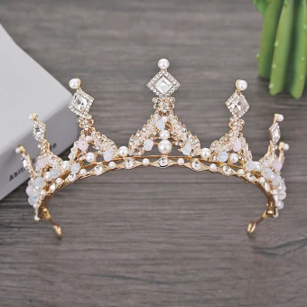 Fine Gull Brudesmykker 2018 Metall Perle Krystall Rhinestone Tiara Bryllup Tilbehør