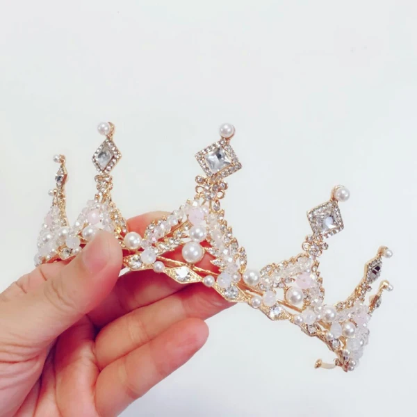 Chic / Belle Doré Bijoux Mariage 2018 Métal Perle Cristal Faux Diamant Tiare Mariage Accessorize