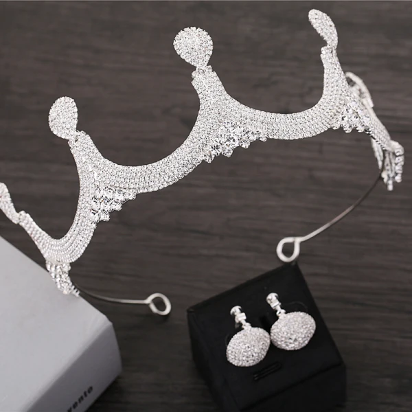 Luxury / Gorgeous Silver Bridal Jewelry 2018 Metal Rhinestone Tiara Earrings Accessories