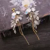 Chic / Beautiful Gold Metal Accessories 2018 Crystal Flower Earrings Rhinestone Tiara Bridal Jewelry