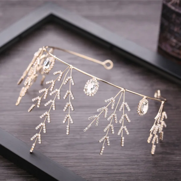 Piękne Złote Metal Akcesoria 2018 Kryształ Kwiat Kolczyki Rhinestone Tiara Biżuteria Ślubna
