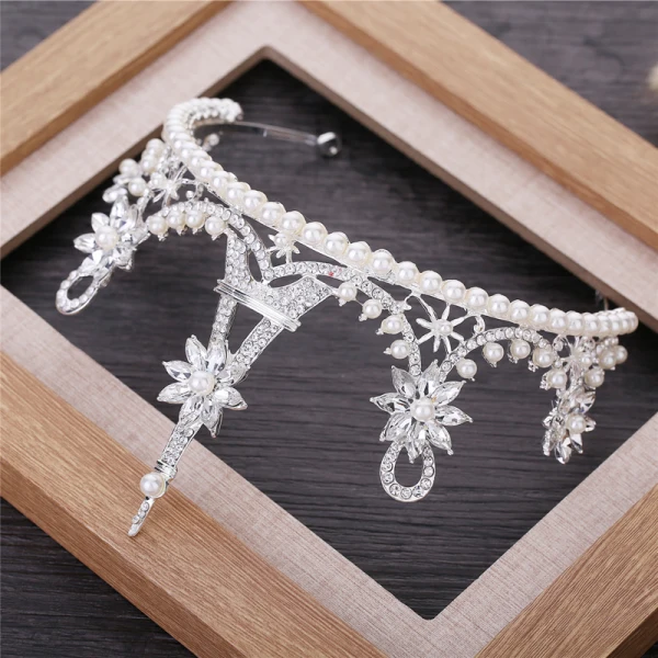 Chic / Belle Doré Métal Bijoux Mariage 2018 Perle Faux Diamant Tiare Mariage Accessorize