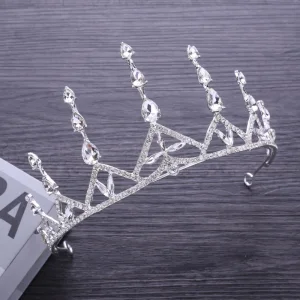 Fine Sølv Metall Brudesmykker 2018 Rhinestone Tiara Bryllup Tilbehør