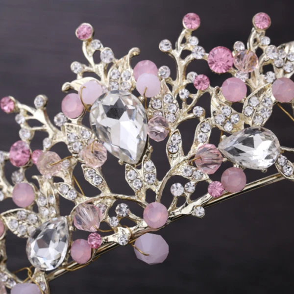 Snygga / Fina Godis Rosa Brudsmycken 2018 Metall Kristall Rhinestone Örhängen Tiara Tillbehör