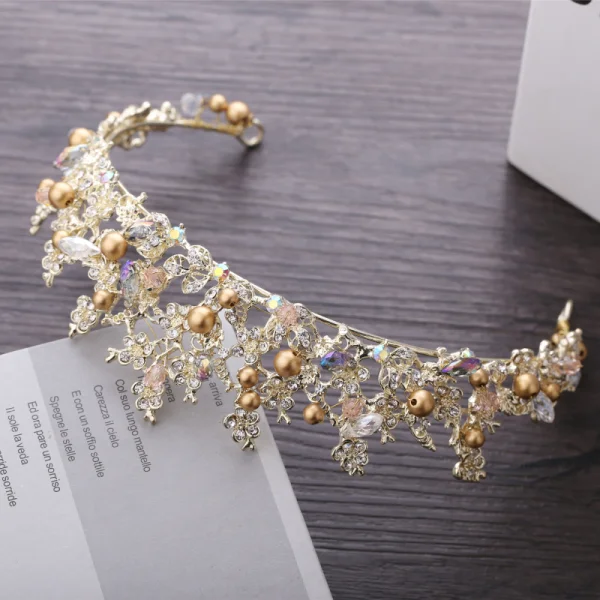 Snygga / Fina Godis Rosa Brudsmycken 2018 Metall Kristall Rhinestone Örhängen Tiara Tillbehör