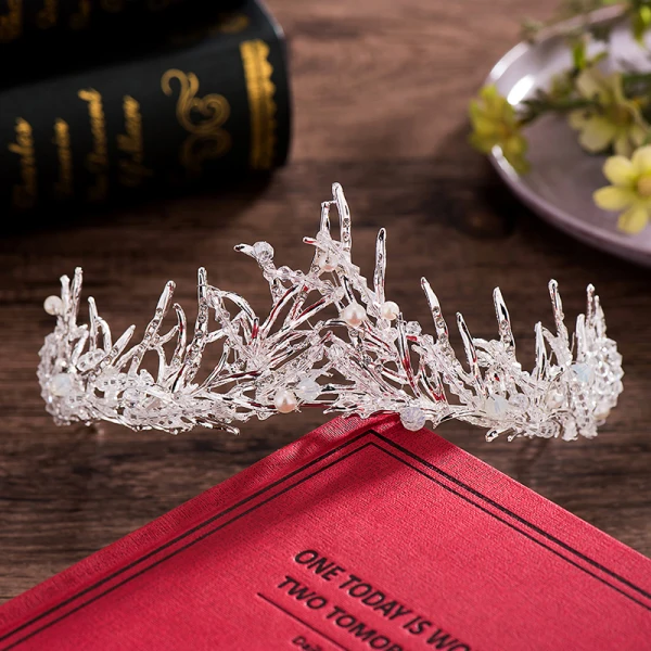 Vintage Sølv Bryllup Tilbehør 2018 Metall Krystall Perle Rhinestone Tiara