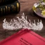 Vintage Sølv Bryllup Tilbehør 2018 Metall Krystall Perle Rhinestone Tiara