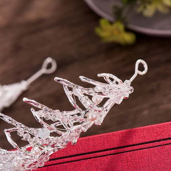 Vintage Sølv Bryllup Tilbehør 2018 Metall Krystall Perle Rhinestone Tiara