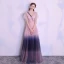 Unique Rougissant Rose Dégradé De Couleur Bleu Marine Robe De Soirée 2018 Princesse V-Cou Manches Courtes Noeud Ceinture Longue Volants Dos Nu Robe De Ceremonie