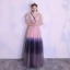 Unique Rougissant Rose Dégradé De Couleur Bleu Marine Robe De Soirée 2018 Princesse V-Cou Manches Courtes Noeud Ceinture Longue Volants Dos Nu Robe De Ceremonie