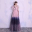 Unique Rougissant Rose Dégradé De Couleur Bleu Marine Robe De Soirée 2018 Princesse V-Cou Manches Courtes Noeud Ceinture Longue Volants Dos Nu Robe De Ceremonie