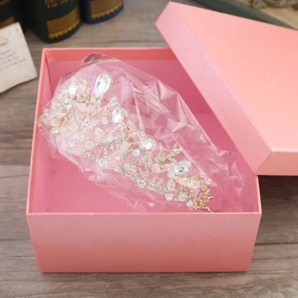 Chic / Beautiful Gold Metal Accessories 2018 Crystal Rhinestone Tiara Bridal Jewelry