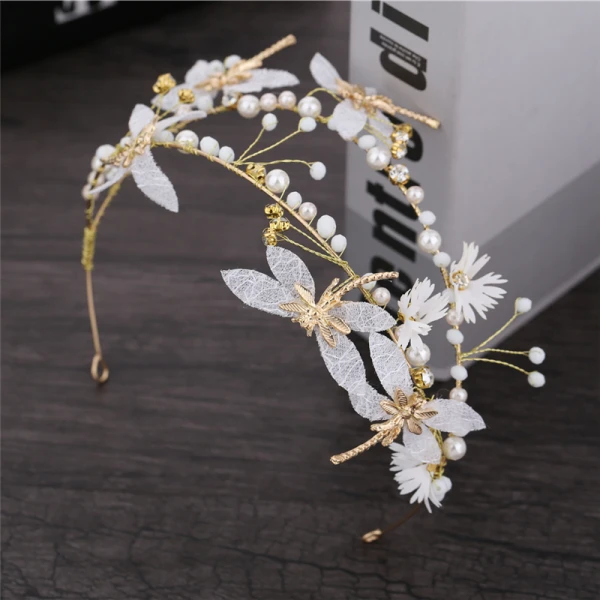 Fine Gull Metall Tilbehør 2018 Sommerfugl Perle Rhinestone Tiara