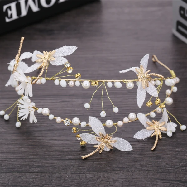Fine Gull Metall Tilbehør 2018 Sommerfugl Perle Rhinestone Tiara