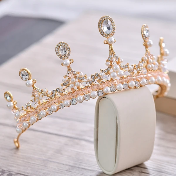 Luxury / Gorgeous Gold Metal Bridal Jewelry 2018 Pearl Rhinestone Earrings Tiara Accessories