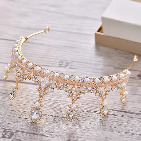 Luxury / Gorgeous Gold Metal Bridal Jewelry 2018 Pearl Rhinestone Earrings Tiara Accessories