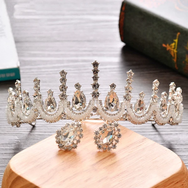 Chic / Belle Argenté Métal Accessorize 2018 Cristal Faux Diamant Tiare Boucles D'Oreilles Bijoux Mariage