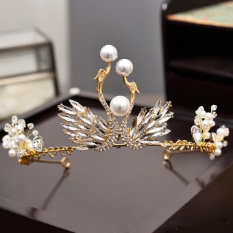 Fantastiske Unike Gull Metall Tilbehør 2018 Perle Rhinestone Krystall Tiara