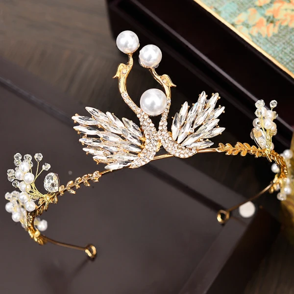 Amazing / Unique Gold Metal Accessories 2018 Pearl Rhinestone Crystal Tiara