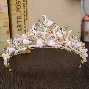 Lyx Guld Metall Tillbehör 2018 Rhinestone Kristall Tiara
